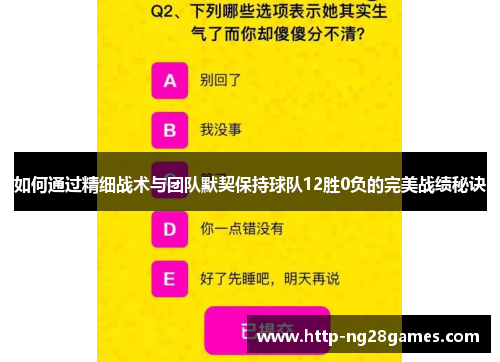 如何通过精细战术与团队默契保持球队12胜0负的完美战绩秘诀